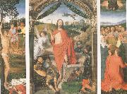 Hans Memling, The Resurrection with the Martyrdom of st Sebastian and the Ascension a triptych (mk05)